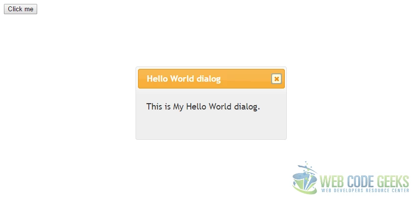 jQuery Dialog Example - Hello World