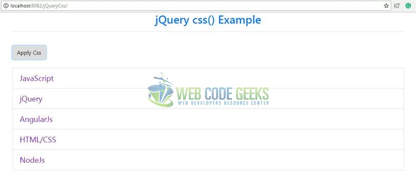 jQuery css() Method