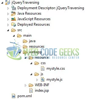 jQuery Traversing - Application Project Structure