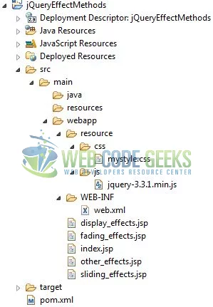 jQuery Effect Methods - Application Project Structure